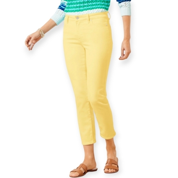 Talbots Womens Yellow High Waist Cropped Jeggings Size 14 - Picture 1 of 11